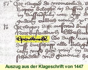 Auszug aus der Klageschrift von 1447