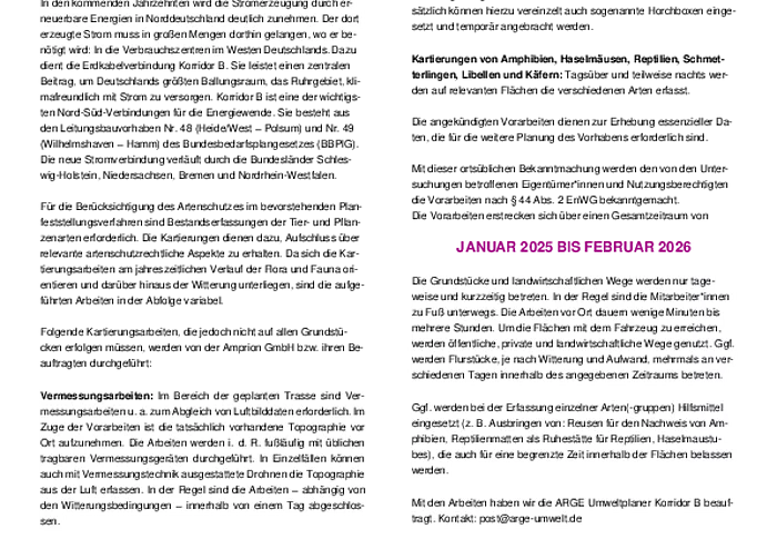 Nr. 398 Ortsübliche Bekanntmachung im Bereich der Gemeinde Krumstedt Erdkabelverbindung Korridor B